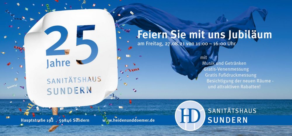 Sanitätshaus Sundern Heiden & Dömer Jubiläum Einladung